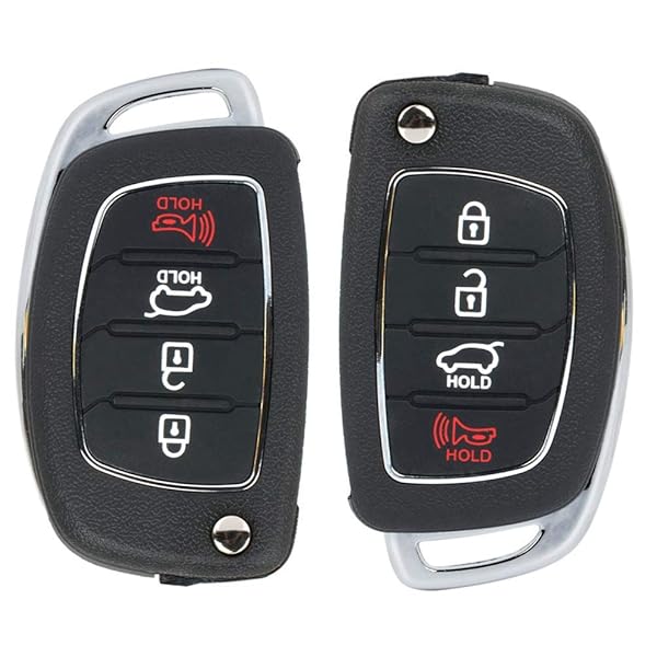 ANGLEWIDE ANGLEWIDE Key Fob Keyless Entry Remote Replacement for 2015 to 2017 Hyundai Sonata 4 Buttons Black 2pad - View 2 of 8