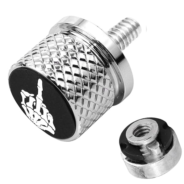 GUAIMI GUAIMI Fender Seat Bolt Screw Nut Kit 1/4-20 Thread for Harley Sportster Touring Softail Dyna CVO Electra Glide 1996-2020 Chrome Skull Design - View 4 of 8