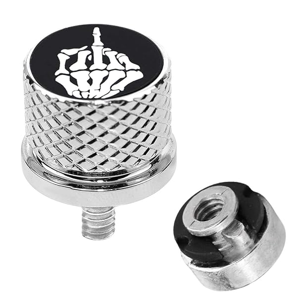 GUAIMI GUAIMI Fender Seat Bolt Screw Nut Kit 1/4-20 Thread for Harley Sportster Touring Softail Dyna CVO Electra Glide 1996-2020 Chrome Skull Design - View 5 of 8