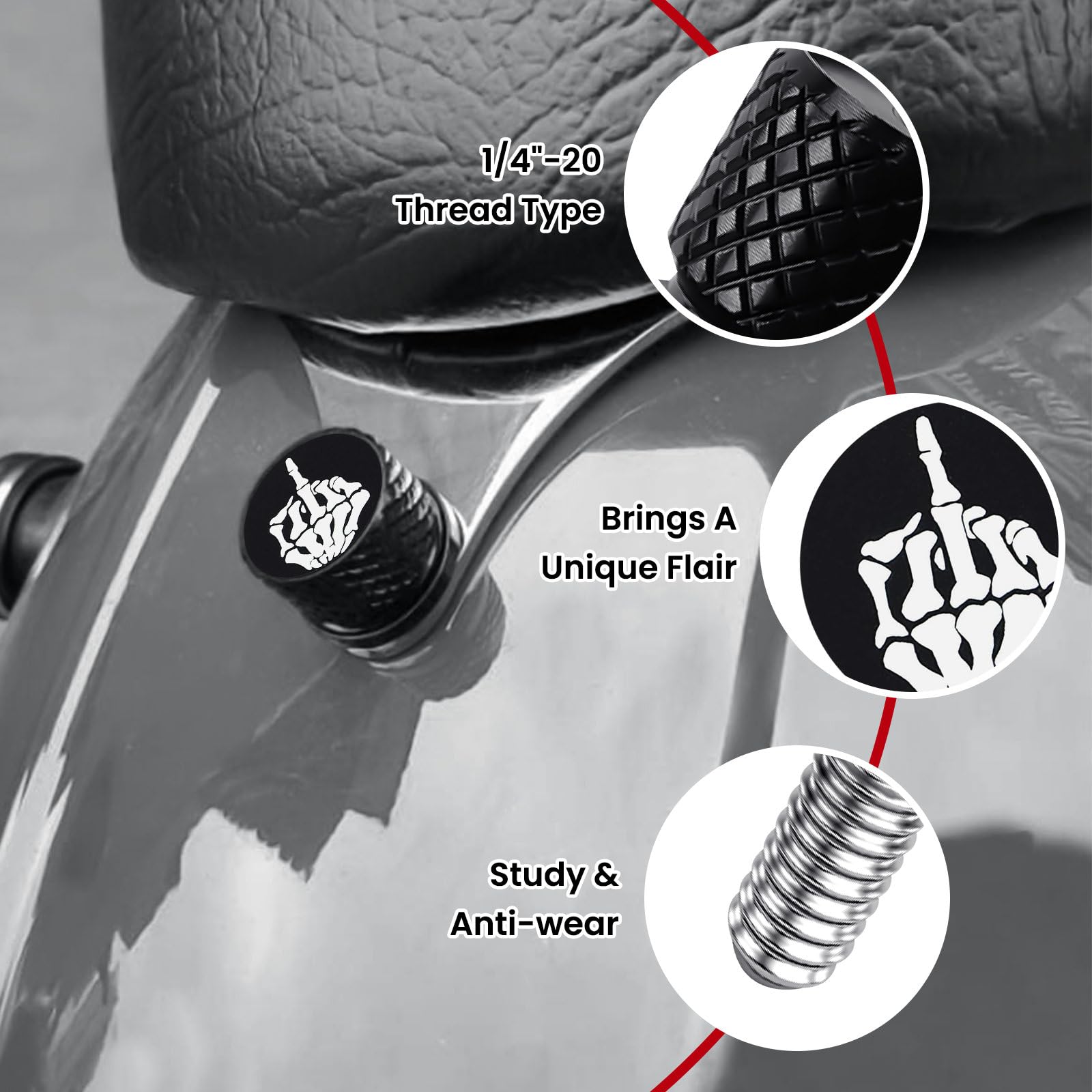 GUAIMI GUAIMI Fender Seat Bolt Screw Nut Kit 1/4-20 Thread for Harley Sportster Touring Softail Dyna CVO Electra Glide Street Glide 1996-2023 Black - View 5 of 8