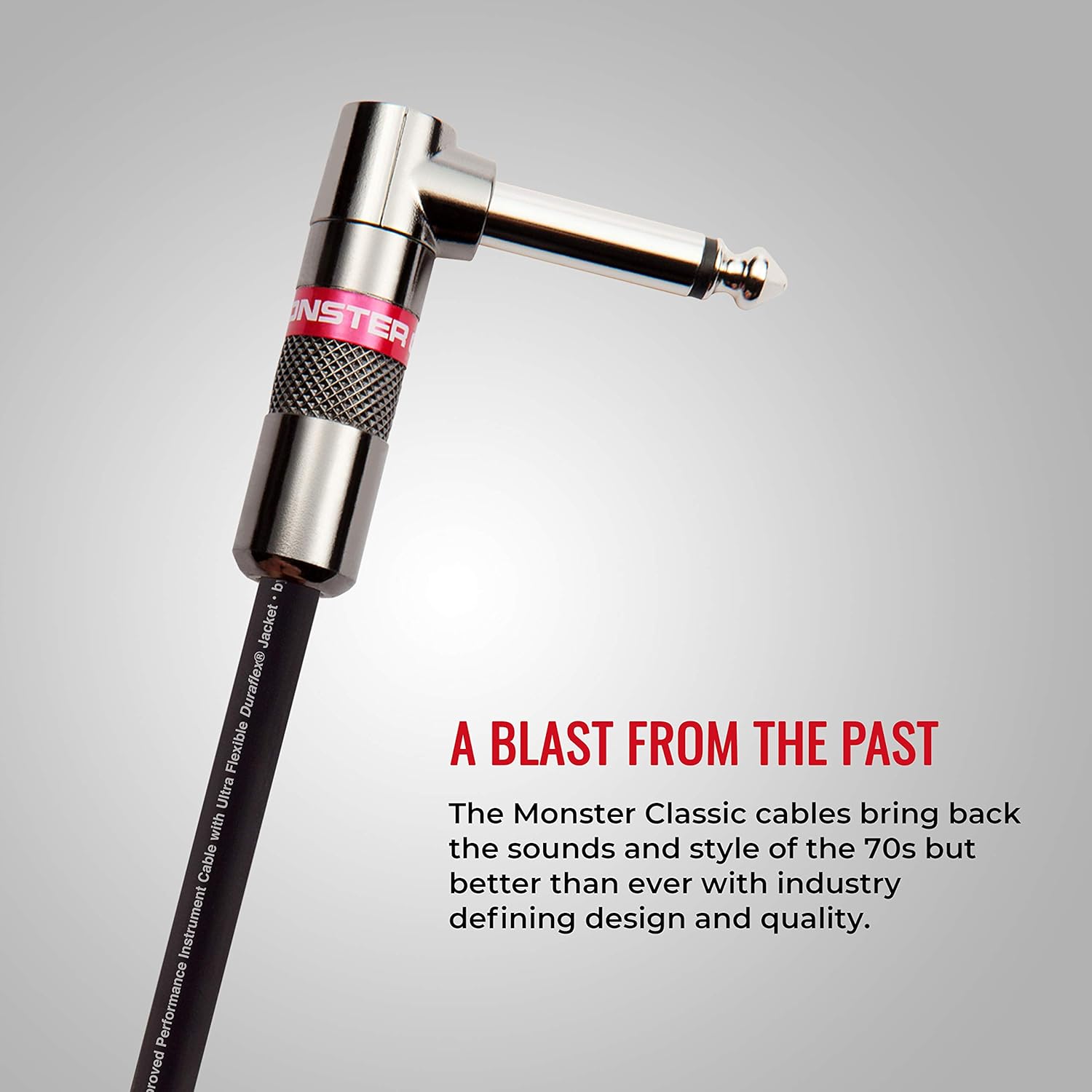 Monster Monster Prolink Classic Guitar Cable 8 in Right Angle All Metal Duraflex Jacket 90 Copper Braided Shield for Superior Sound Quality - View 4 of 8