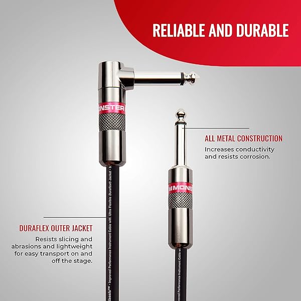 Monster Monster Prolink Classic 21ft Guitar Cable - Durable, All-Metal, 90% Copper Shield for Superior Sound - View 4 of 10