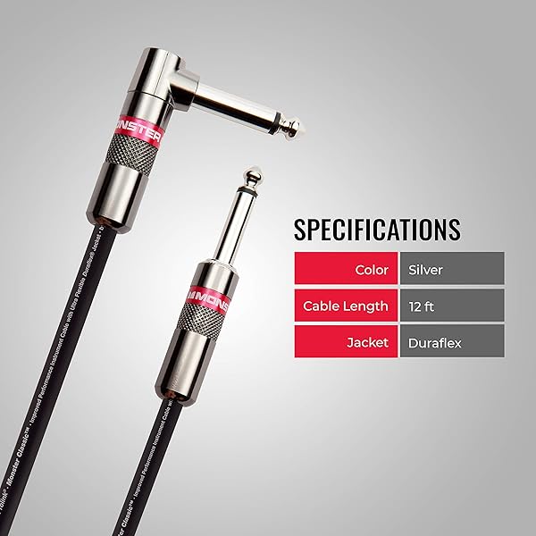 Monster Monster Prolink Classic 21ft Guitar Cable - Durable, All-Metal, 90% Copper Shield for Superior Sound - View 8 of 10