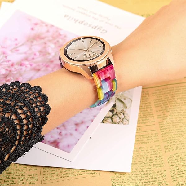 SPINYE SPINYE Colorful Resin Replacement Strap for Samsung Galaxy Watch 6 5 4 3 Active 2 20mm Compatible Band for Women Men Rainbow Design - View 5 of 8