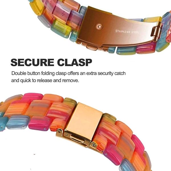 SPINYE SPINYE Colorful Resin Replacement Strap for Samsung Galaxy Watch 6 5 4 3 Active 2 20mm Compatible Band for Women Men Rainbow Design - View 6 of 8