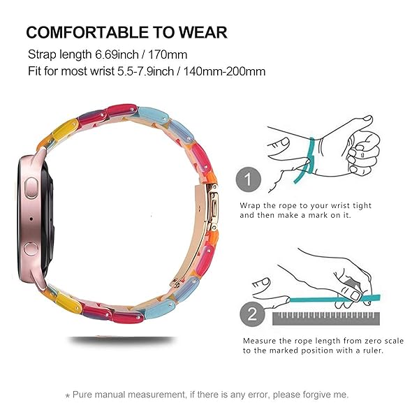 SPINYE SPINYE Colorful Resin Replacement Strap for Samsung Galaxy Watch 6 5 4 3 Active 2 20mm Compatible Band for Women Men Rainbow Design - View 7 of 8