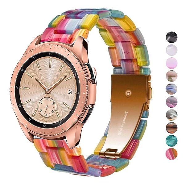 SPINYE SPINYE Colorful Resin Replacement Strap for Samsung Galaxy Watch 6 5 4 3 Active 2 20mm Compatible Band for Women Men Rainbow Design - View 2 of 8