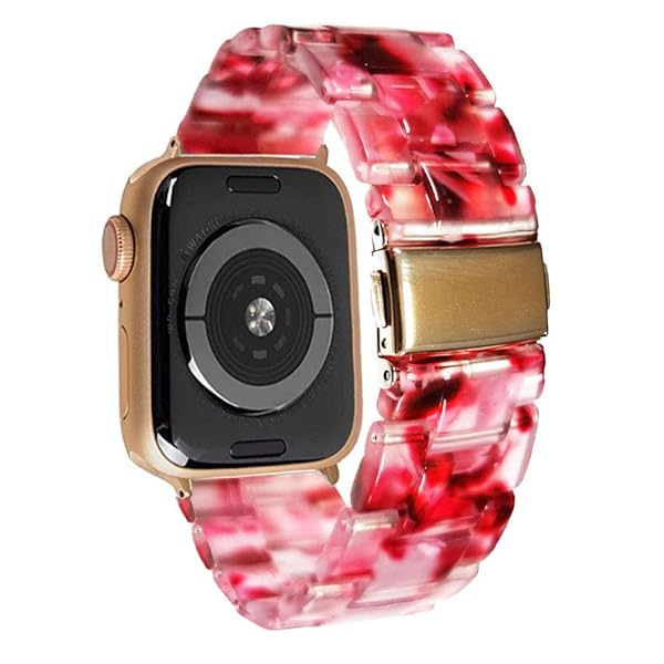 SPINYE SPINYE Colorful Resin Band for Apple Watch 42mm 44mm 45mm 49mm Compatible with Series 9 8 Ultra 7 SE 6 5 4 3 for Women Men Peach Red - View 3 of 8