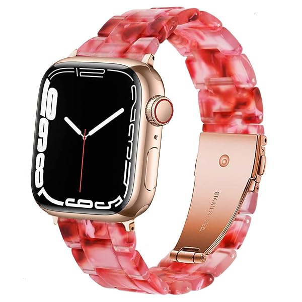 SPINYE SPINYE Colorful Resin Band for Apple Watch 42mm 44mm 45mm 49mm Compatible with Series 9 8 Ultra 7 SE 6 5 4 3 for Women Men Peach Red