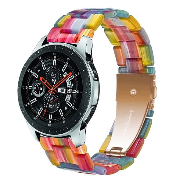 SPINYE Colorful Resin Watch Bands for Samsung Galaxy Watch 46mm Huawei Watch GT5 GT4 GT3 GT2 22mm Strap for Women Men Rainbow