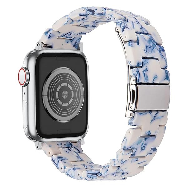 SPINYE SPINYE Colorful Resin Band for iWatch 38mm 40mm 41mm Compatible with Apple Watch Series 9 8 Ultra 7 SE 6 5 4 3 for Women and Men Blue White Porcelain - View 3 of 8