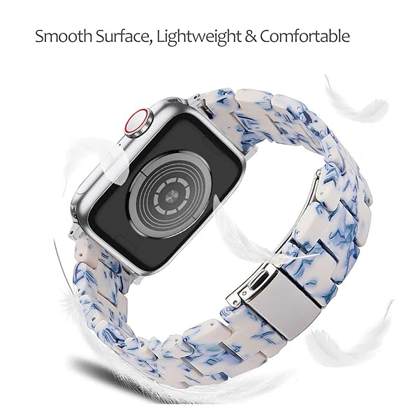 SPINYE SPINYE Colorful Resin Band for Apple Watch 42mm 44mm 45mm 49mm Compatible with Series 9 8 Ultra 7 SE 6 5 4 3 for Women Men Blue White Porcelain - View 6 of 8