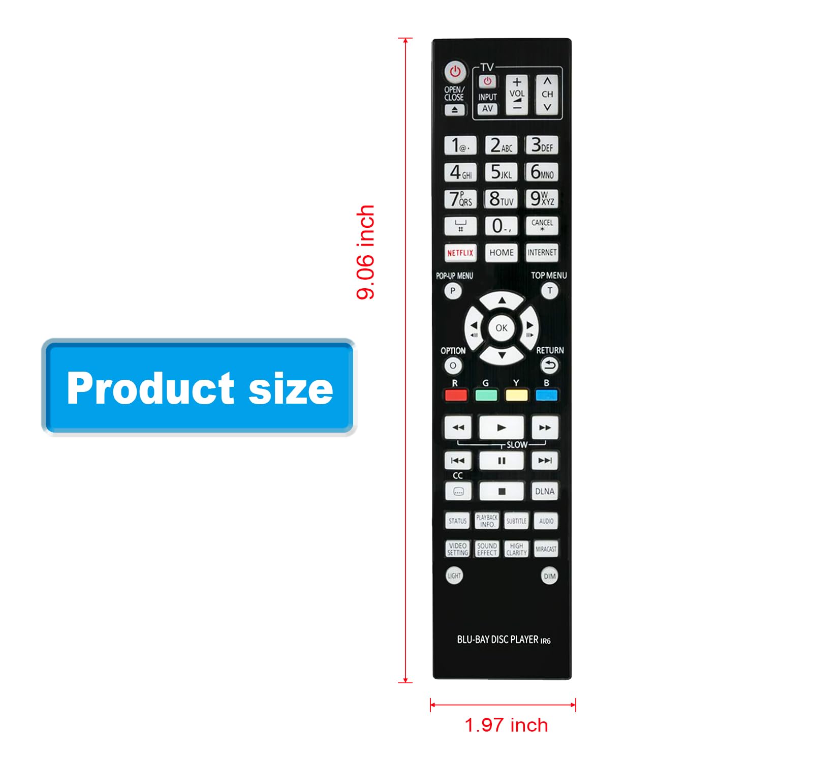 AULCMEET N2QAYA000131 Remote Control for Panasonic 4K Blu-ray Player DMP-UB900 DMP-UB900-K DMP-UB900GN DMP-UB900GNK - View 2 of 9