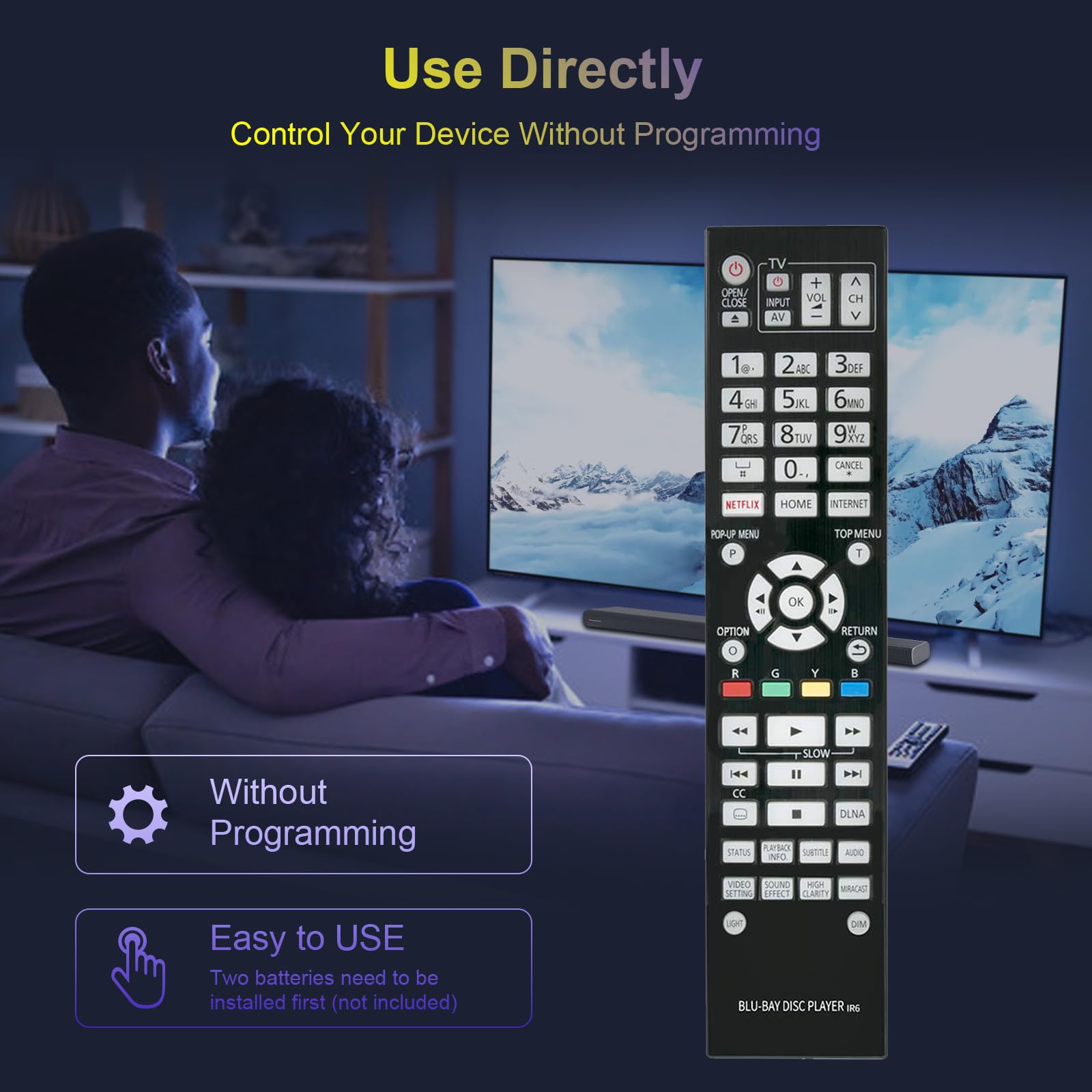 AULCMEET N2QAYA000131 Remote Control for Panasonic 4K Blu-ray Player DMP-UB900 DMP-UB900-K DMP-UB900GN DMP-UB900GNK - View 5 of 9
