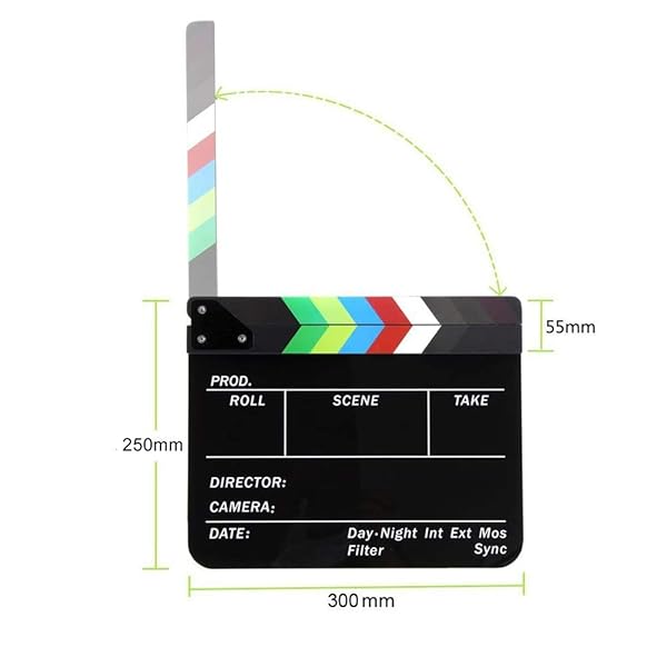 Snnisttek Coolbuy112 Movie Directors Clapboard Acrylic Clapper Board for Photography Studio Video TV with Magnetic Eraser and Custom Pens Black - View 5 of 8