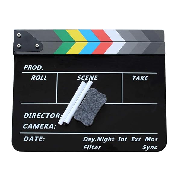 Snnisttek Coolbuy112 Movie Directors Clapboard Acrylic Clapper Board for Photography Studio Video TV with Magnetic Eraser and Custom Pens Black