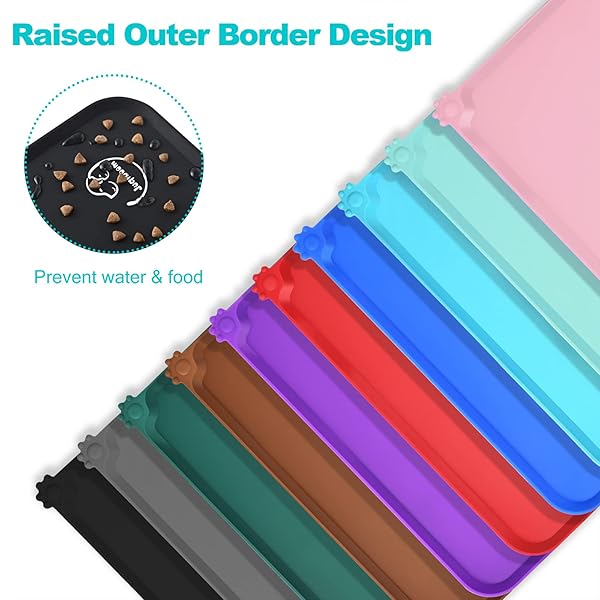 Juqiboom Juqiboom Silicone Waterproof Non Slip Pet Feeding Mats for Dogs and Cats Easy Clean Bowl Placemat 18.5 x 11.5 Black - View 5 of 8