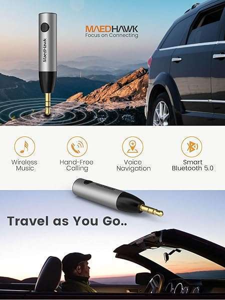 MaedHawk MaedHawk Bluetooth 5.0 Receiver: Portable Aux Adapter for Wireless Audio Streaming in Cars & Home - View 4 of 10