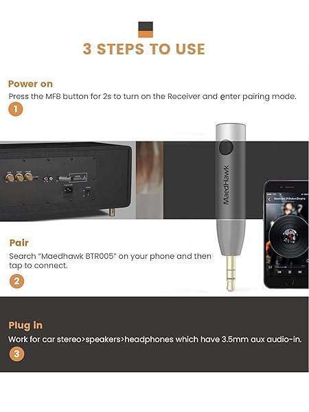 MaedHawk MaedHawk Bluetooth 5.0 Receiver: Portable Aux Adapter for Wireless Audio Streaming in Cars & Home - View 9 of 10
