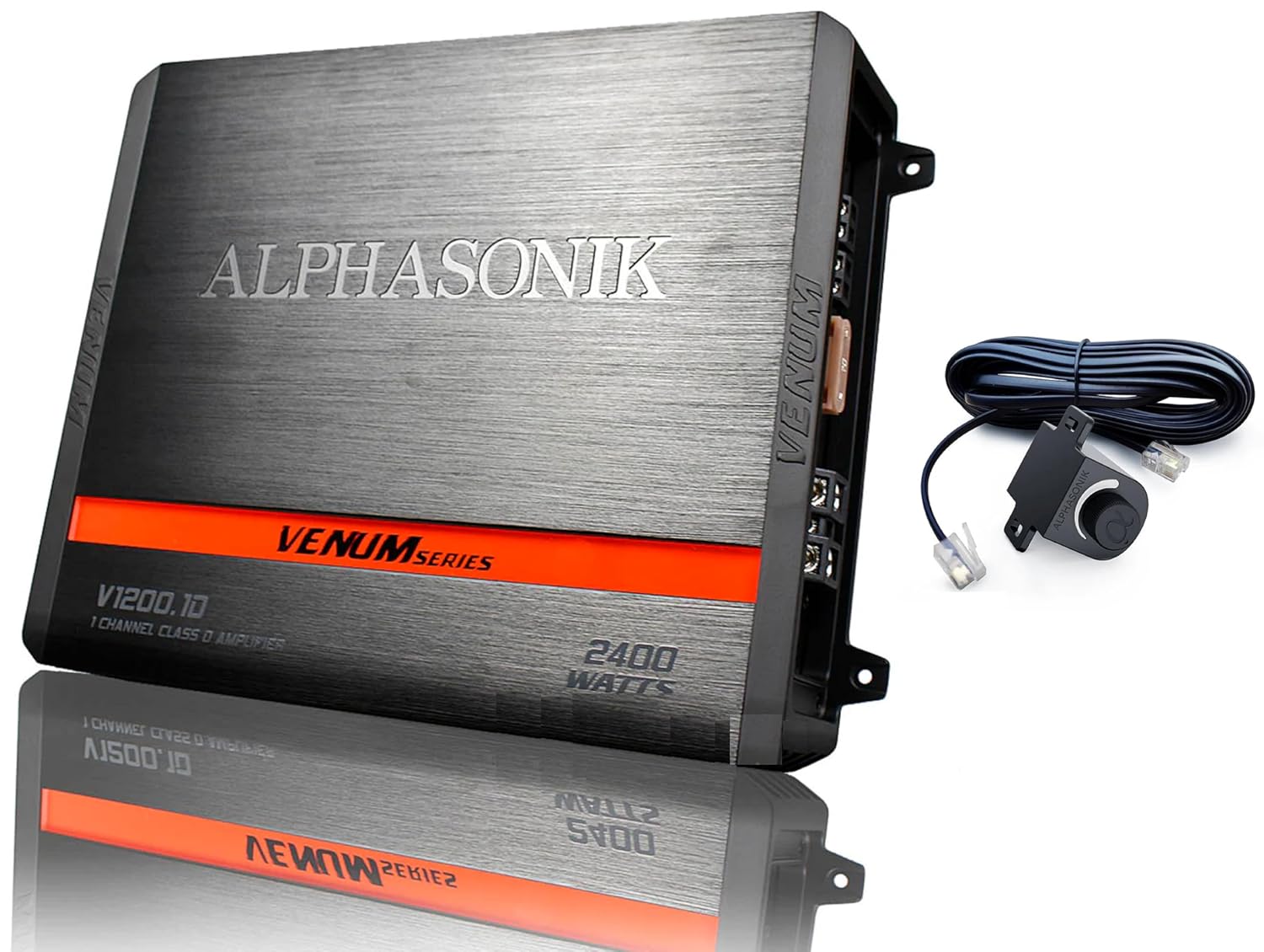 Alphasonik V1200.1D Venum Series 2400 Watts Monoblock Car Amplifier with Remote Bass Boost and 4-Way Protection Circuitry