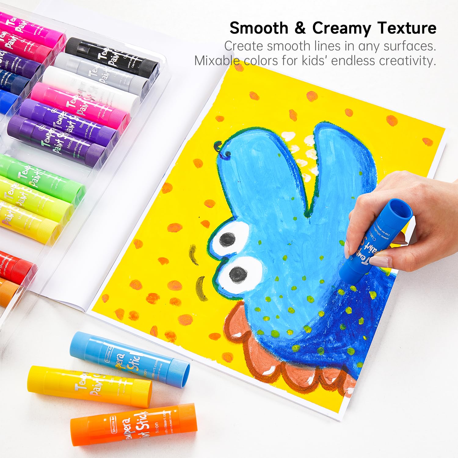 Tempera Paint Sticks 30 Colors Solid Non-Toxic Quick Drying for Kids with Drawing Pad Ideal for Paper Wood Glass Ceramic Canvas - View 4 of 8