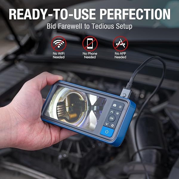 Teslong Teslong Dual Lens Endoscope Camera 4.5 Inch HD Inspection Borescope with Light Flexible Cable for Automotive Home Sewer Drain Pipe 16.5FT - View 3 of 9