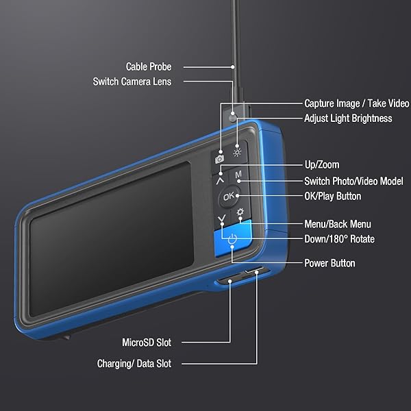 Teslong Teslong Dual Lens Endoscope Camera 4.5 Inch HD Inspection Borescope with Light Flexible Cable for Automotive Home Sewer Drain Pipe 16.5FT - View 9 of 9
