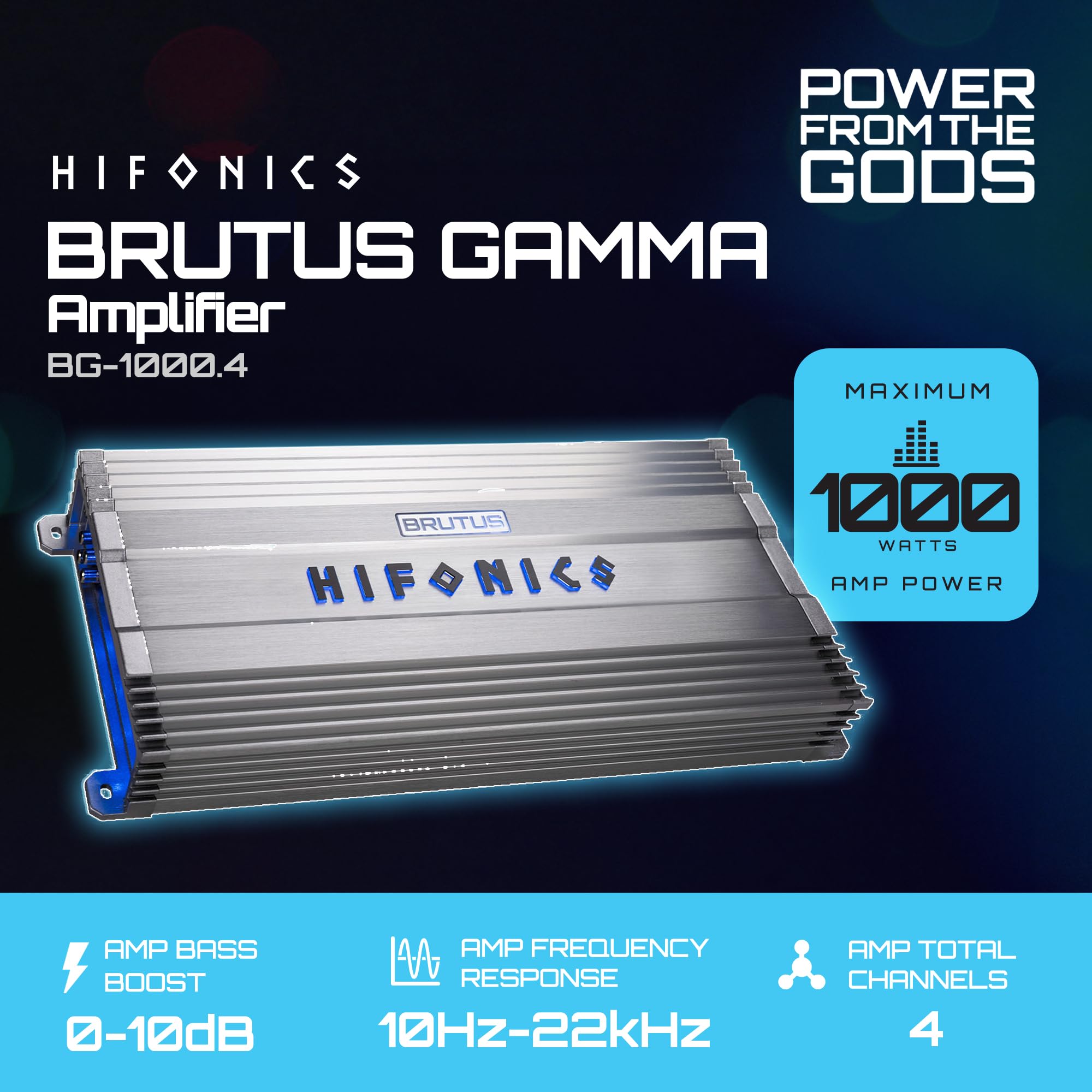Hifonics Powerful Hifonics Brutus BG-1000.4: 1000W 4-Channel Amplifier for Superior Sound Quality - View 2 of 9