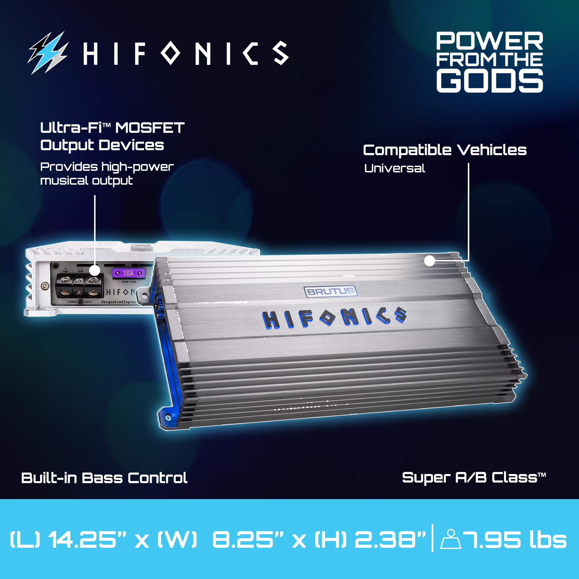 Hifonics Powerful Hifonics Brutus BG-1000.4: 1000W 4-Channel Amplifier for Superior Sound Quality - View 4 of 9