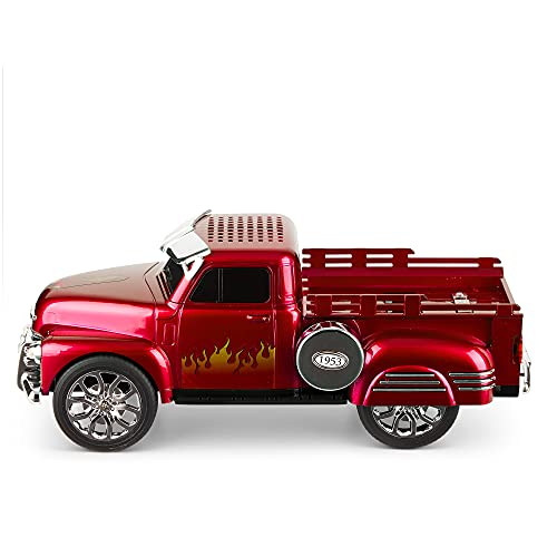 QFX QFX Bluetooth 1953 Hot Rod Pickup Truck Speaker: 3-Inch, FM Radio, LED Lights & Hands-Free Microphone - Red BT-1953-RED - View 3 of 10