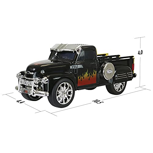 QFX QFX Bluetooth 1953 Hot Rod Pickup Truck Speaker: 3-Inch, FM Radio, LED Lights & Hands-Free Microphone - Red BT-1953-RED - View 7 of 10