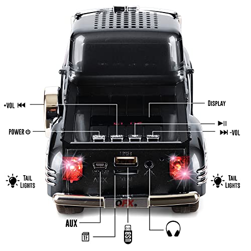 QFX QFX Bluetooth 1953 Hot Rod Pickup Truck Speaker: 3-Inch, FM Radio, LED Lights & Hands-Free Microphone - Red BT-1953-RED - View 8 of 10