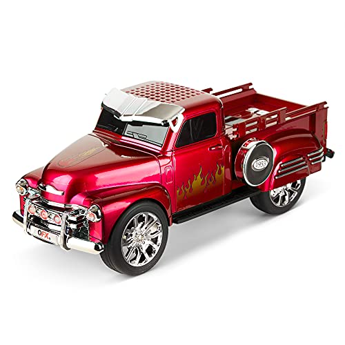 QFX QFX Bluetooth 1953 Hot Rod Pickup Truck Speaker: 3-Inch, FM Radio, LED Lights & Hands-Free Microphone - Red BT-1953-RED - View 2 of 10