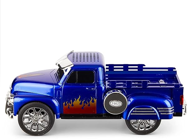 QFX QFX Bluetooth 1953 Hot Rod Pickup Truck Speaker: 3-Inch, FM Radio, LED Lights & Hands-Free Mic - BT-1953 BL - View 4 of 10