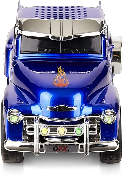 QFX QFX Bluetooth 1953 Hot Rod Pickup Truck Speaker: 3-Inch, FM Radio, LED Lights & Hands-Free Mic - BT-1953 BL - View 5 of 10