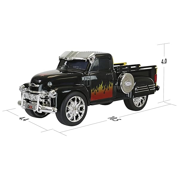 QFX QFX Bluetooth 1953 Hot Rod Pickup Truck Speaker: 3-Inch, FM Radio, LED Lights & Hands-Free Mic - BT-1953 BL - View 8 of 10