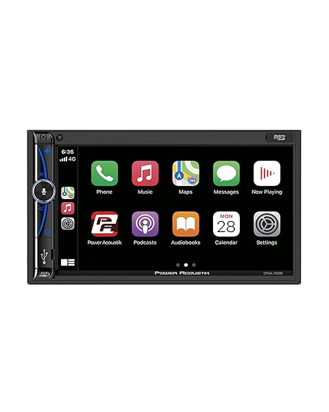 Power Acoustik CPAA-70D 7-Inch Double Din Car Stereo: HD Touchscreen, Apple CarPlay, Android Auto, Bluetooth & Backup Camera Ready