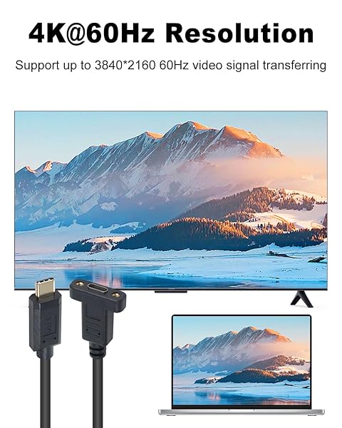 Poyiccot High-Speed Poyiccot USB 3.1 Type C Extension Cable - 10Gbps, 60W, 1ft Male to Female for Data & Sync - View 5 of 8