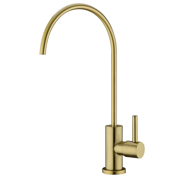 Pirooso Pirooso Brushed Brass Water Filter Faucet, Drinking Water Faucet, 360Â° Swivel Kitchen Sink Water Filter Faucet, Fits Most Reverse Osmosis Units or Under Sink Water Filtration System, Brushed Gold