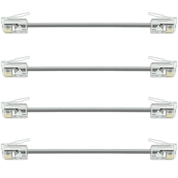 NECABLES NECABLES 4Pack 3 Inch Short Phone Cord Short Telephone Cord Short Phone Line Cord Wall Phone Cord RJ11 6P4C Male to Male for Landline - View 2 of 7