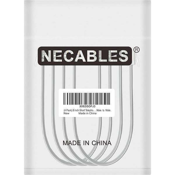 NECABLES NECABLES 4-Pack 8-Inch Short Phone Cord RJ11 6P4C Male to Male for Landline - Perfect Short Telephone Line Solution - View 5 of 5