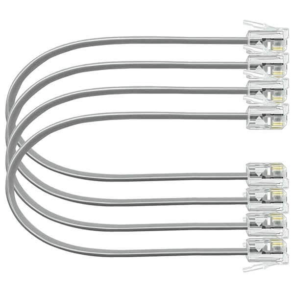 NECABLES NECABLES 4-Pack 8-Inch Short Phone Cord RJ11 6P4C Male to Male for Landline - Perfect Short Telephone Line Solution - View 2 of 5
