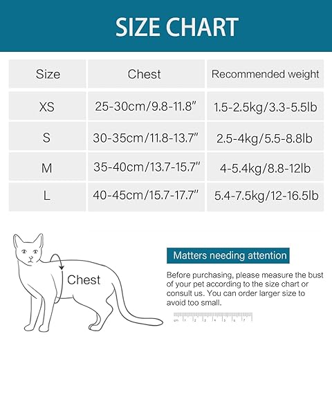 HEYWEAN HEYWEAN Cat Harness and Leash Ultra Light Escape Proof Kitten Collar Comfortable Walking Jacket for Cats Puppies and Rabbits - View 6 of 7