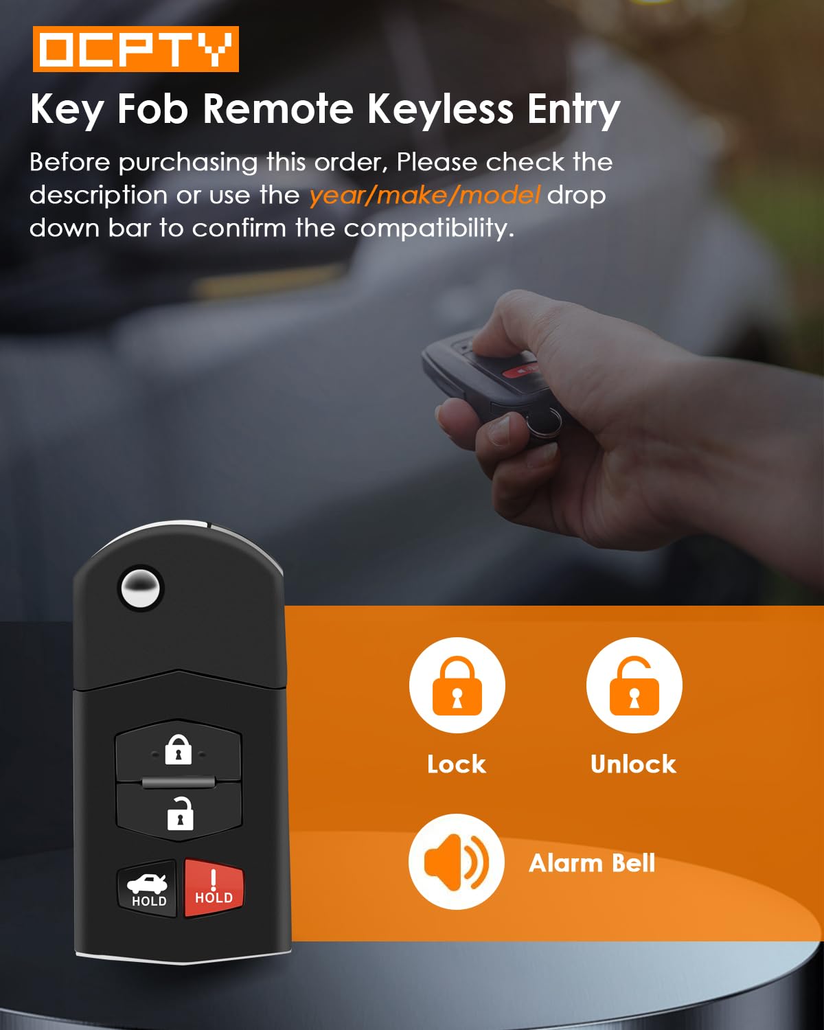 OCPTY Flip Key Entry Remote Control Key Fob Replacement for Mazda 3 6 MX-5 CX-7 CX-9 RX-8 Mazda 2 5 KPU41788 4238A-41525 4 Buttons 315Mhz - View 3 of 8