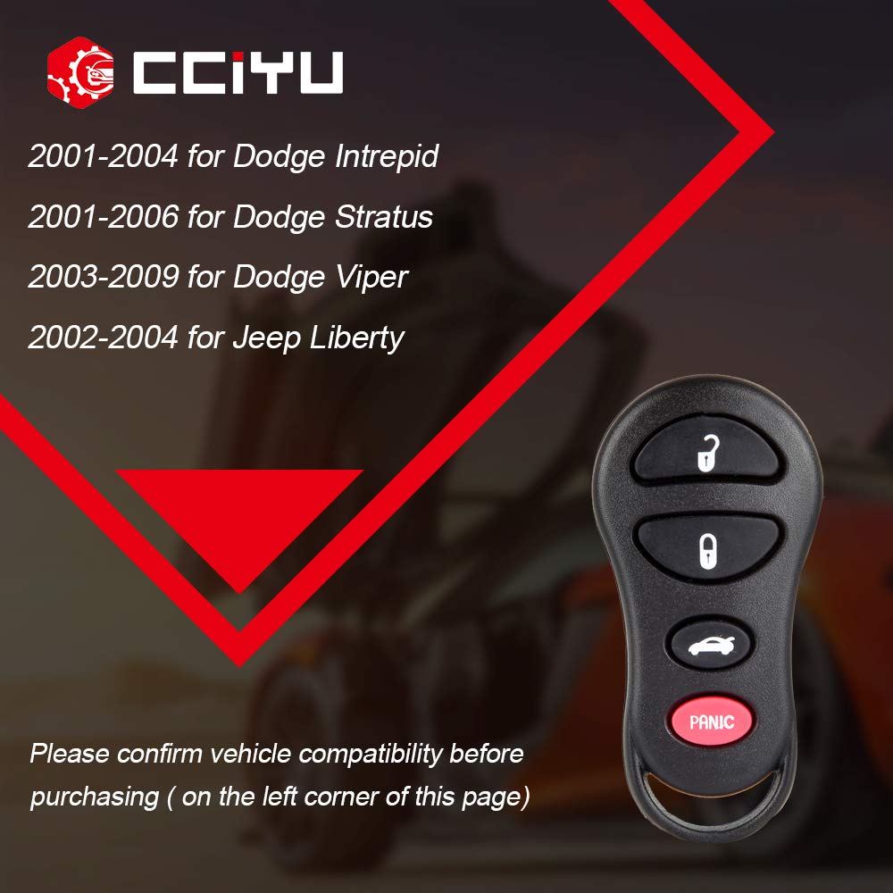 cciyu cciyu X 1 Flip Key Fob 4 Buttons Replacement for Jeep Dodge Chrysler Intrepid Stratus Viper LHS 300M Concorde Sebring GQ43VT17T - View 2 of 7