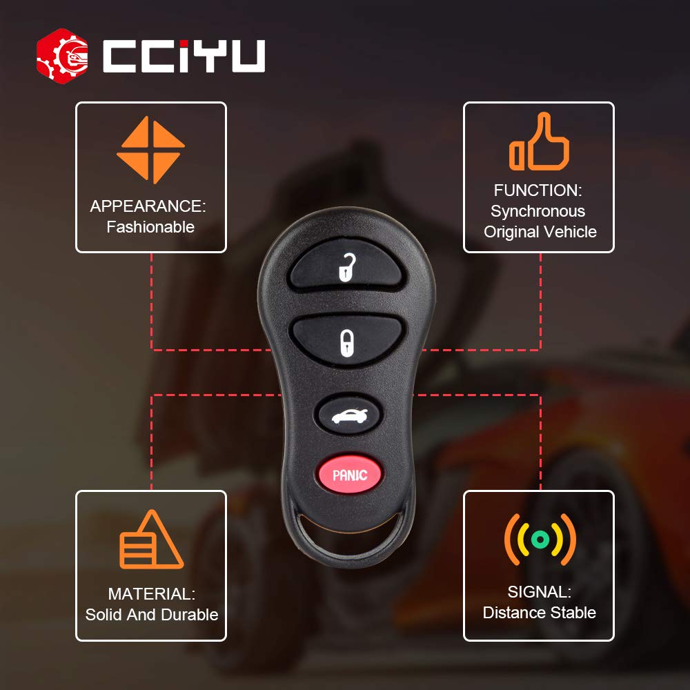 cciyu cciyu X 1 Flip Key Fob 4 Buttons Replacement for Jeep Dodge Chrysler Intrepid Stratus Viper LHS 300M Concorde Sebring GQ43VT17T - View 4 of 7