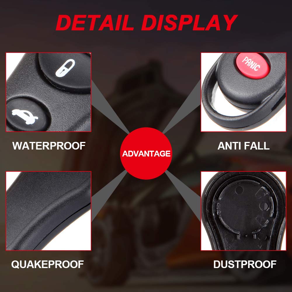 cciyu cciyu X 1 Flip Key Fob 4 Buttons Replacement for Jeep Dodge Chrysler Intrepid Stratus Viper LHS 300M Concorde Sebring GQ43VT17T - View 5 of 7