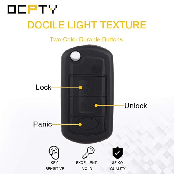 OCPTY OCPTY Flip Key Entry Remote Control Key Fob Replacement for Land Rover LR3 Range Rover Sport 3 Buttons 433Mhz - View 5 of 10