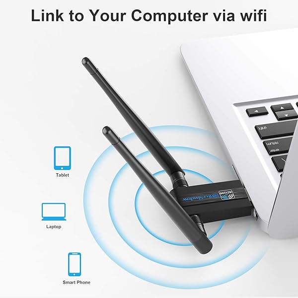 Blueshadow Blueshadow AC1300 USB WiFi Adapter Dual Band Wireless Network Adapter for PC Desktop USB 3.0 Supports Windows and Mac OS X - View 6 of 10