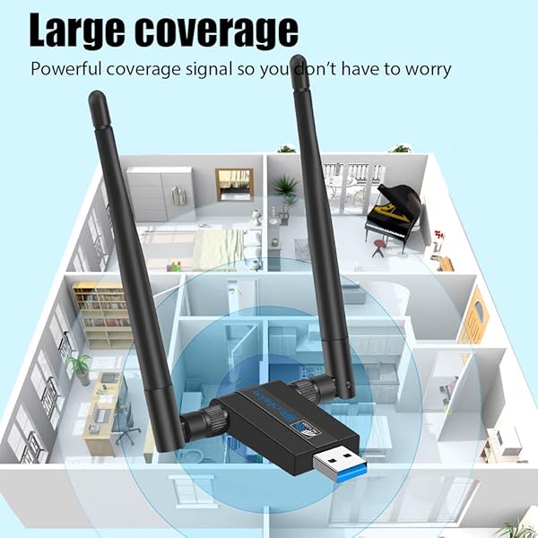 Blueshadow Blueshadow AC1300 USB WiFi Adapter Dual Band Wireless Network Adapter for PC Desktop USB 3.0 Supports Windows and Mac OS X - View 10 of 10